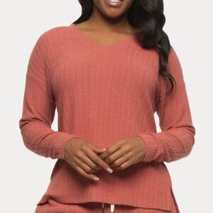 NWT Felina Women's Serena V-neck Pullover, Marsala, S